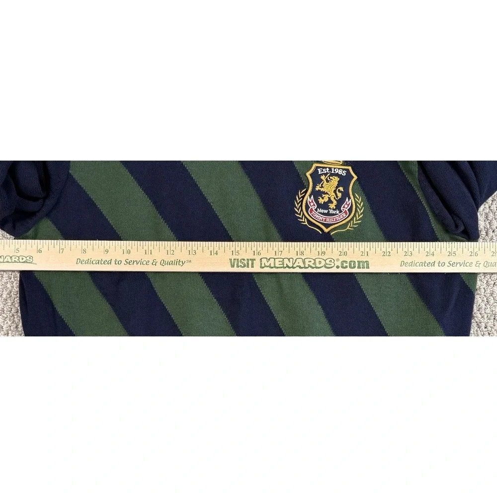 Tommy Hilfiger Ivy League Crest Sweater Mens L V Neck Preppy Rugby Stripe